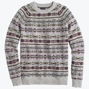 NWOT J. Crew Fair Isle Lamb's Wool Crewneck Sweater M
